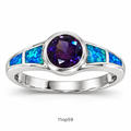 11OP59 Blue Opal center stone ring