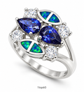 11OP60 Blue Opal center stone ring