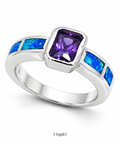 11OP61 Blue Opal center stone ring
