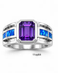11OP64 Blue Opal center stone ring