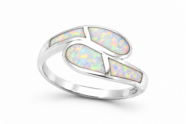 925 Sterling Silver Lab-Created Opal Ring - 11OP81