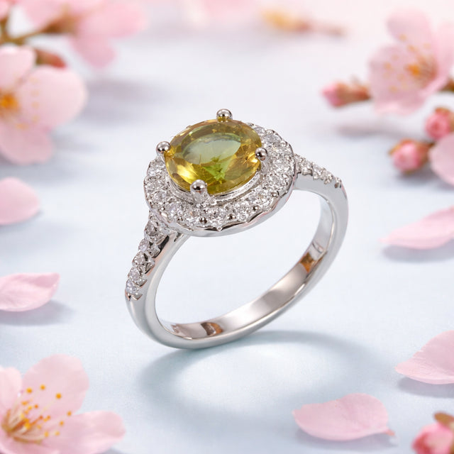 925 Sterling Silver lab created changing color zultnite ring,helo style - 11CZ81-204