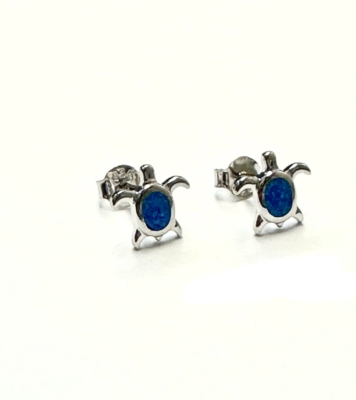 925 Sterling Silver Lab Grown Blue Opal small Turtle stud, 22168-K5