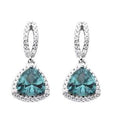925 Sterling Silver Color changing nano Paraiba Stone triangle Earrings-22328-PR