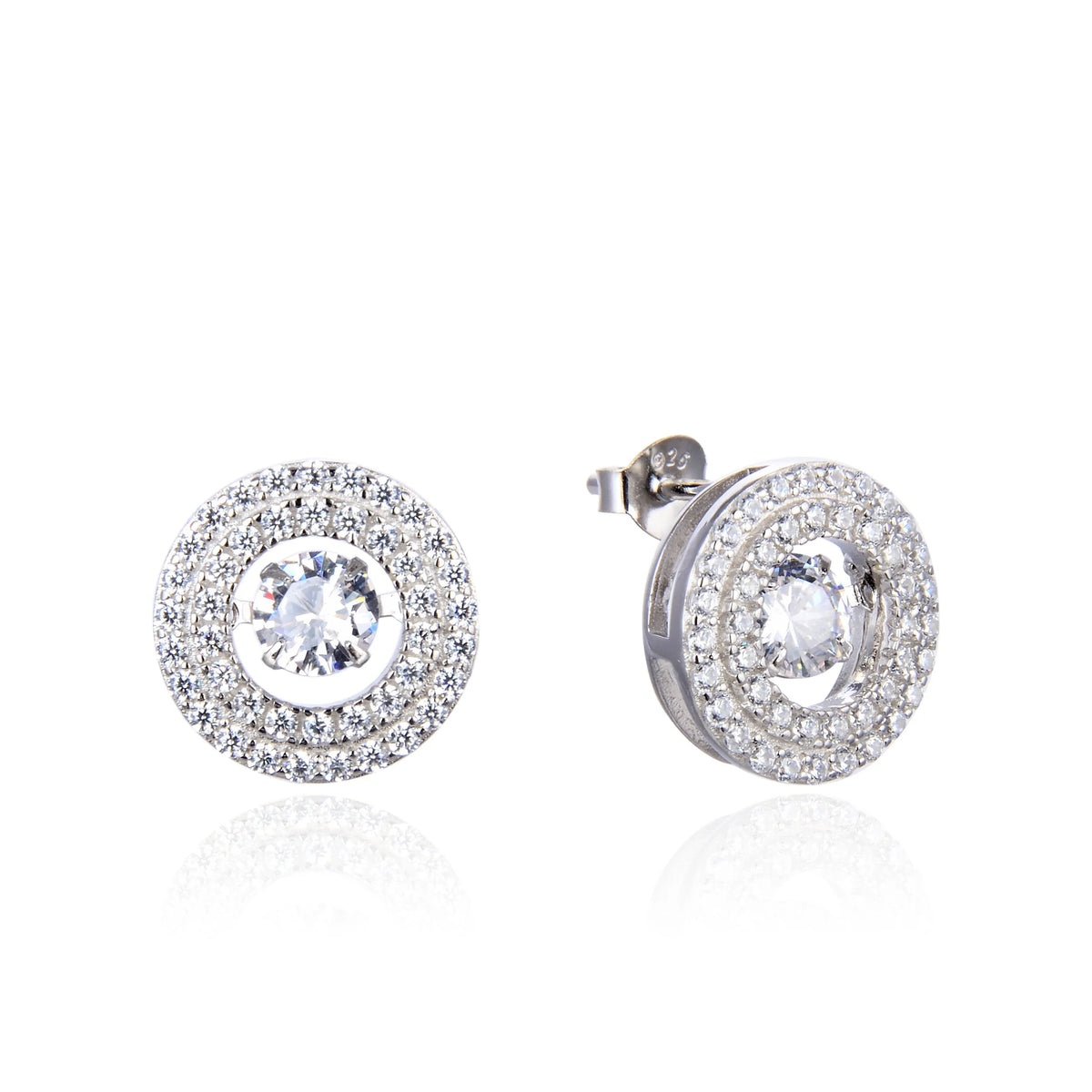 925 Sterling Silver White Diamond CZ Dancing Diamond earrings . 22375-wcz