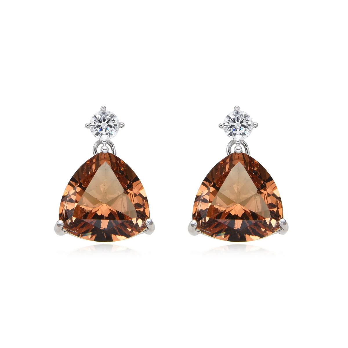 925 STERLING SILVER TRIANGLE  SHAPE LONG POST COLOR CHANGING ZULTNITE  EARRINGS-22396-204
