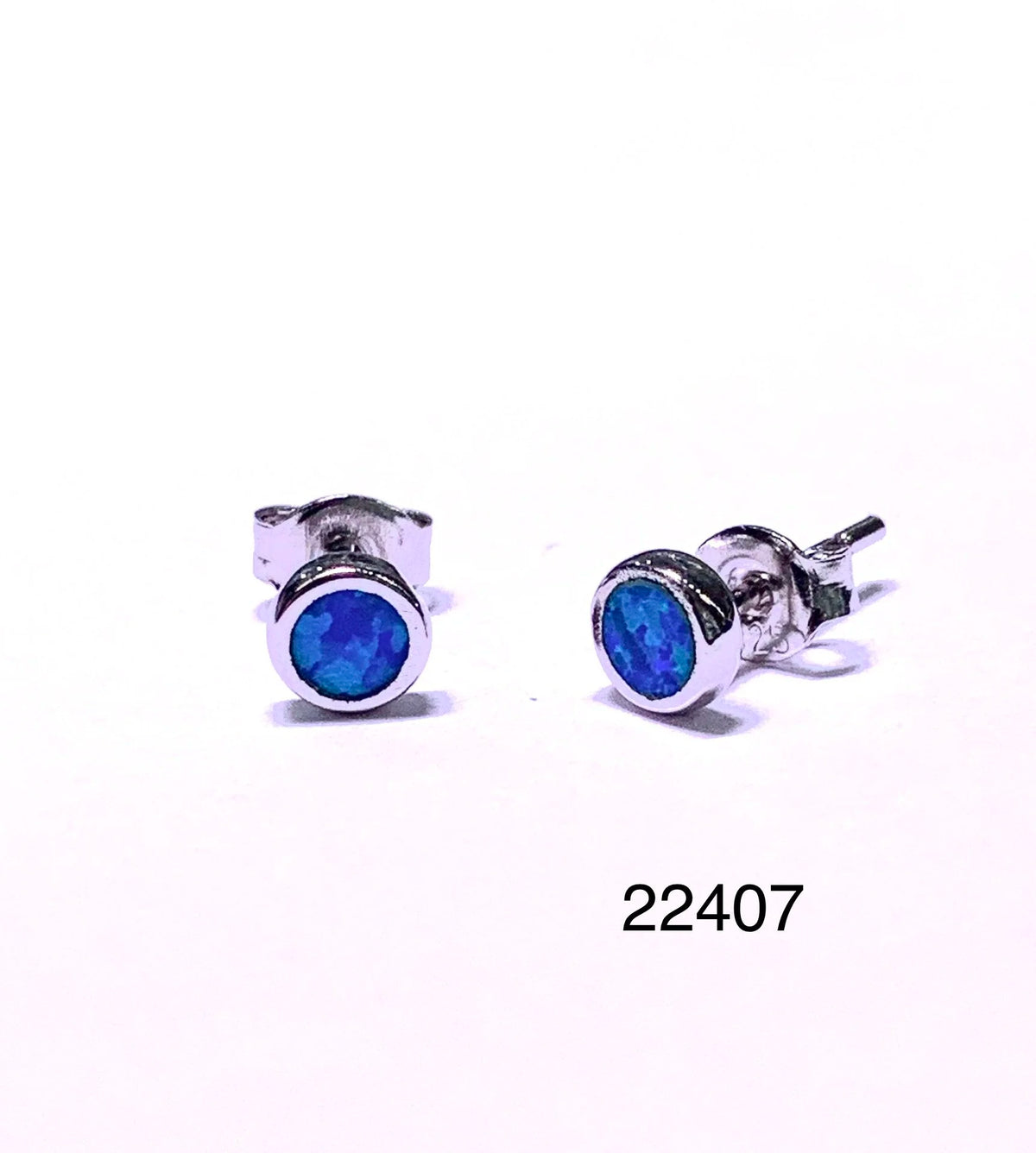 925 Sterling Silver Lab GROWN White Opal Bezel Stud -22407-k17