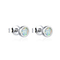 925 Sterling Silver Lab GROWN White Opal Bezel Stud -22407-k17