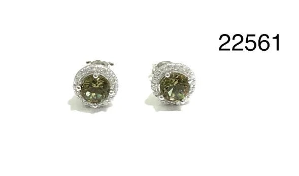 925 Sterling Silver Lab Grown Round Blue Opal Cubic Zirconia Halo Stud Earrings-22561-k5