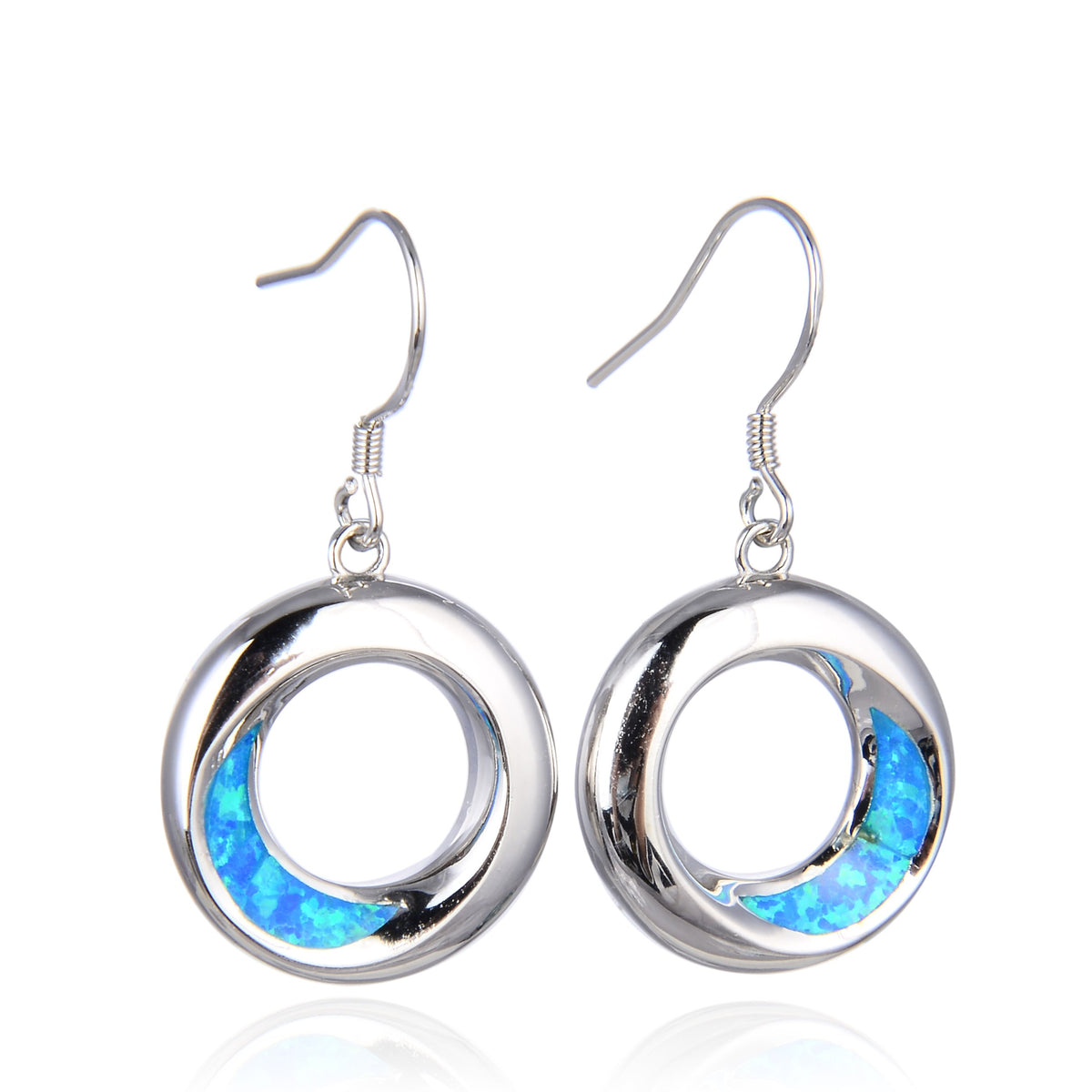 925 Sterling Silver Lab Grown Blue Opal Earrings -22569-k5