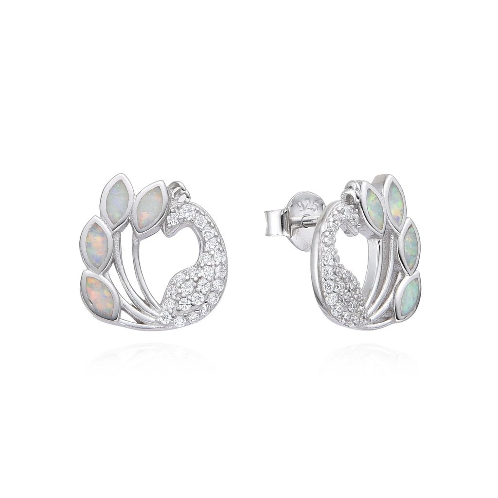 925 STERLING SILVER LAB GROW WHITE OPAL PICOC EARRINGS -22936