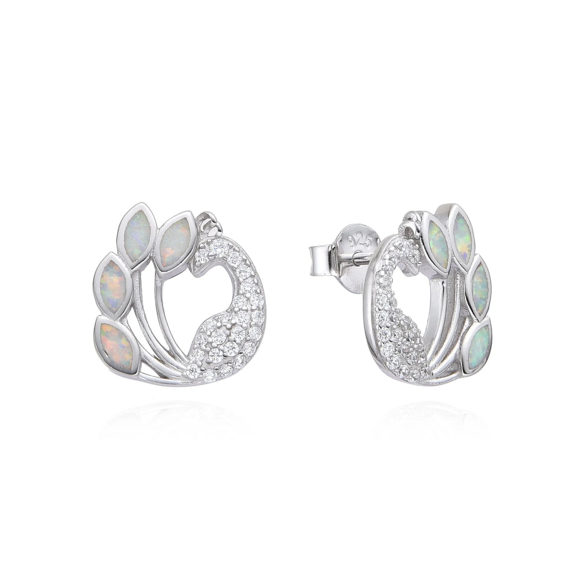 925 STERLING SILVER LAB GROW WHITE OPAL PICOC EARRINGS -22936