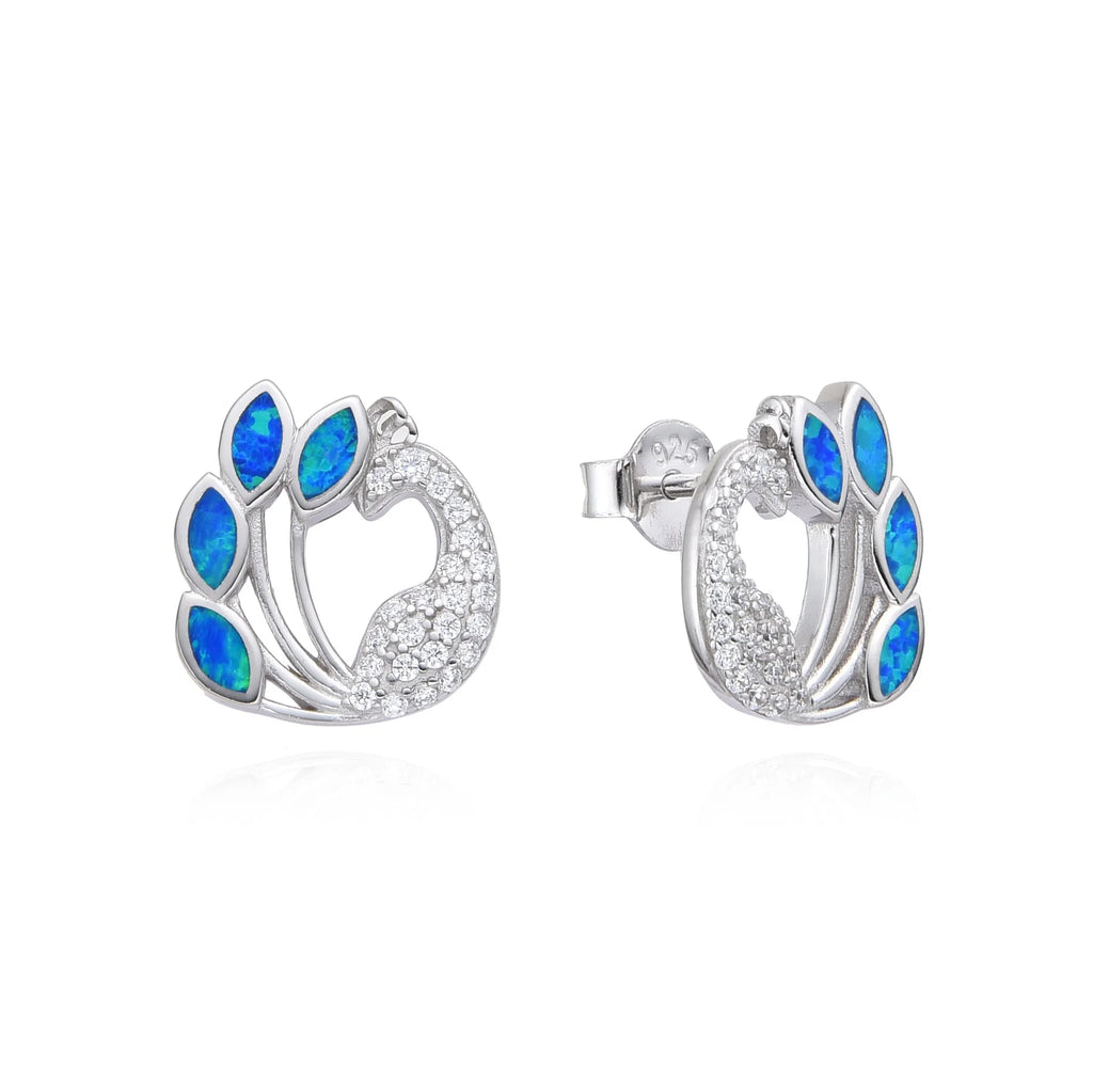 925 STERLING SILVER LAB GROW WHITE OPAL PICOC EARRINGS -22936