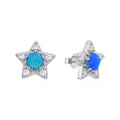 925 Sterling Silver Lab Grown Blue Opal Star Post earrings - 22946-k5