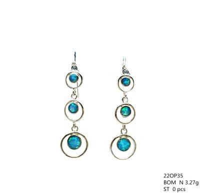 925 Sterling Silver Lab Grown Blue Opal Dangling round shape earrings-22op35-k5