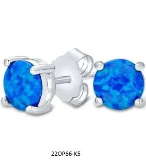 925 STERLING SILVER LAB GROWN WHITE OPAL 6MM STUD EARRINGS -22OP66-K17-6