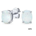 925 Sterling Silver Lab Grown White Opal Oval shape Stud 6 X8 MM-22op94-k17