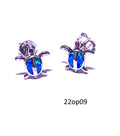 925 Sterling Silver Lab Grown Blue Opal small Turtle studs -22op09-k5