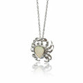 925 Sterling Silver Lab Created INlaid White Opal med size Crab Pendant - 33026 b-k17