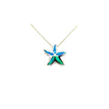 925 Sterling Silver Lab Grown Blue Opal Star Fish Pendant-33029-k5