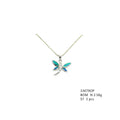925 Sterling Silver Lab Grown Blue Opal Dragonfly Pendant,33079-k5