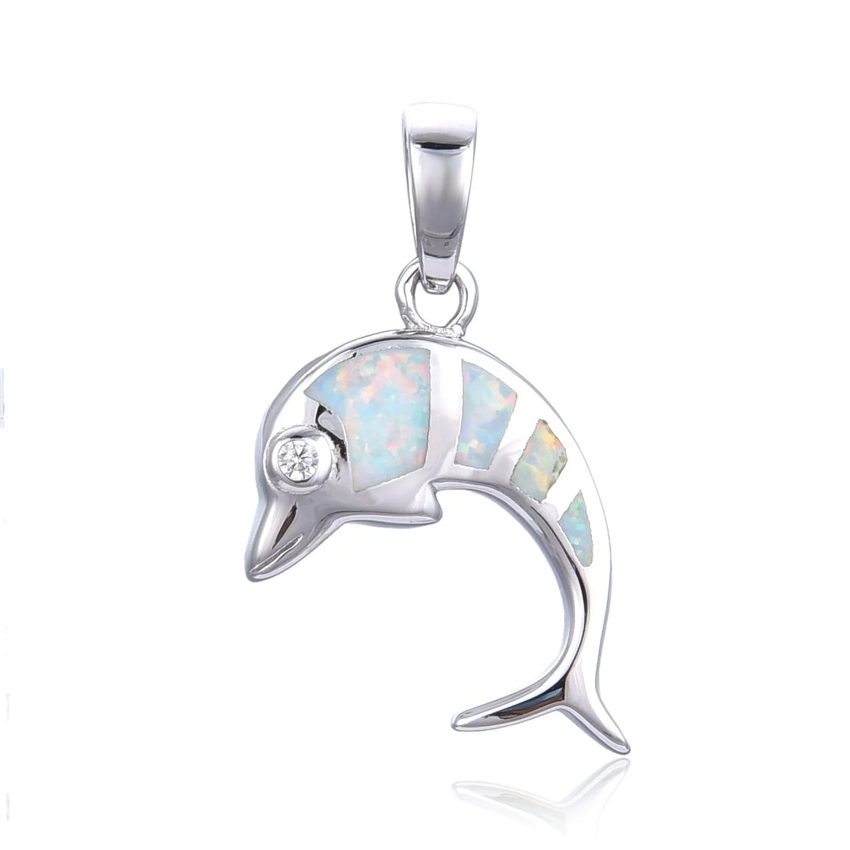 925 sterling Silver Lab Grown White Opal Delphine inlaid setting-33100-k17