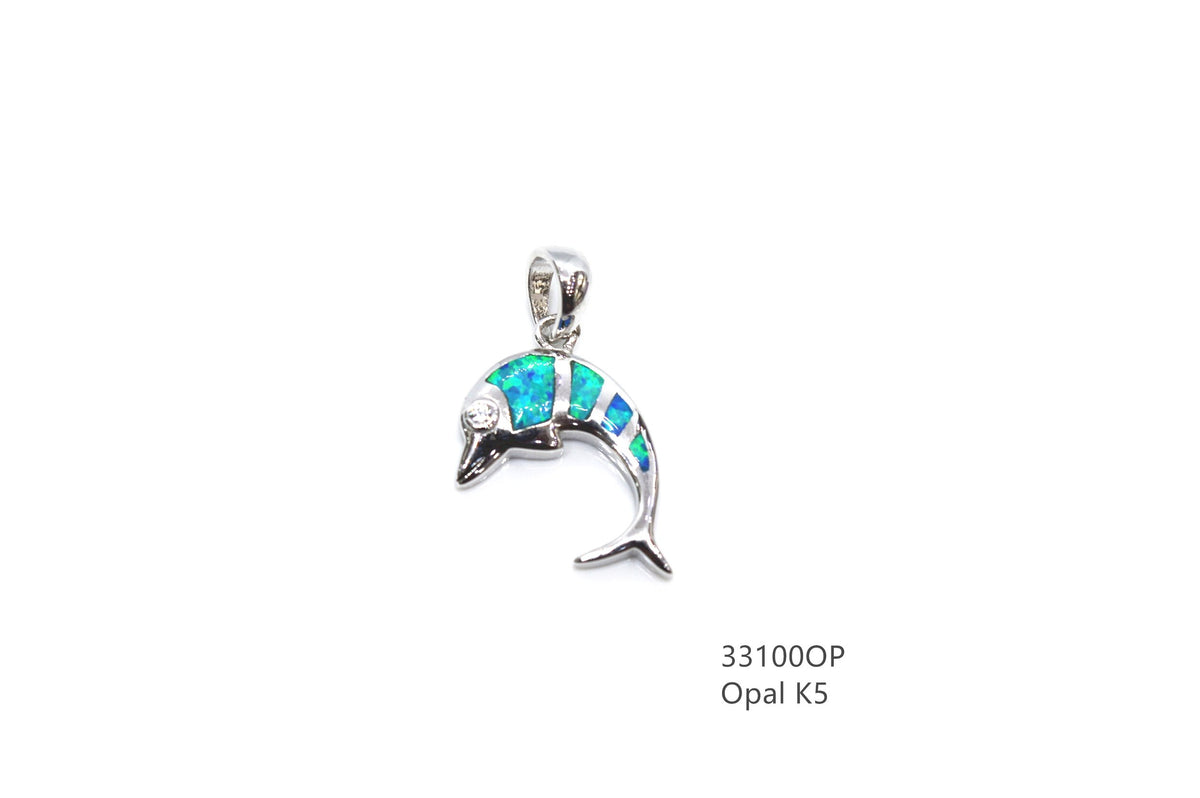 925 sterling Silver Lab Grown White Opal Delphine inlaid setting-33100-k17