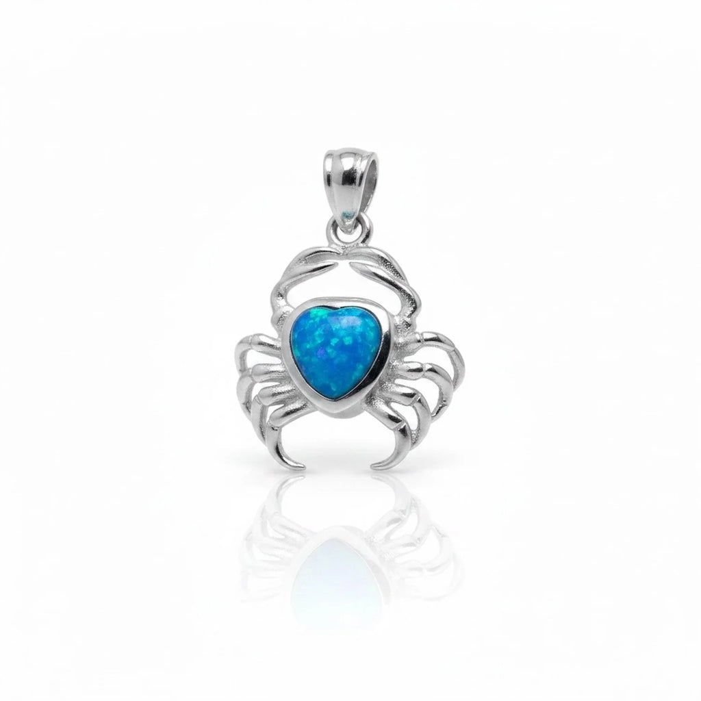 925 Silver Lab Opal Blue Crab Pendant,33104-k5