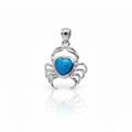 925 Silver Lab Opal Blue Crab Pendant,33104-k5