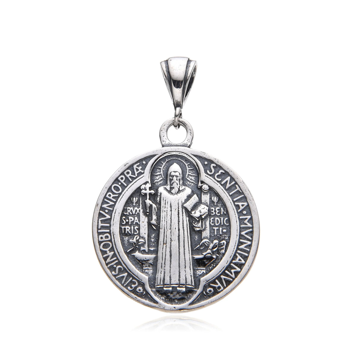925 Sterling Silver Saint Benedict medal, 2 sided , 331052 -1/4 size