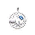 925 Sterling Silver Lab Grown Blue Opal Turtle COIN pendant-331067-k5