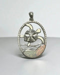 925 Sterling Silver Lab Grown White  Opal  Turtle  Pendant-331084-k17