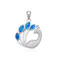 925 Sterling Silver Lab Grown Blue Opal Peacock Pendant-331225-k5
