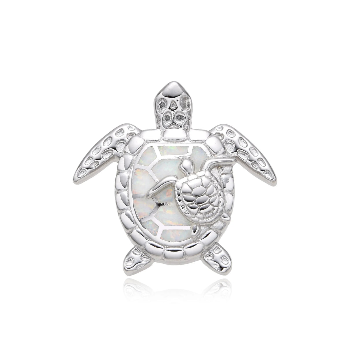 925 Sterling Silver Lab Grown Blue and white Opal Turtle Pendant-331239-k5