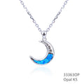 925 STERLING SILVER LAB GROWN BLUE OPAL MOON PENDANTS-33363-K5
