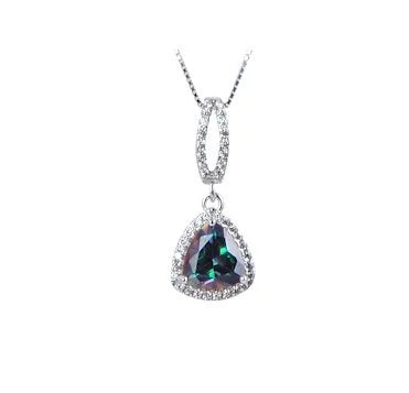 925 Sterling Silver Color changing nano Paraiba Stone triangle Pendants-33427-PR