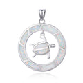 925 Sterling Silver Lab Grown White Opal Turtle Pendants -33580-k17