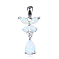 33669-925 Sterling Silver Lab Grown Opal Drop Flower pendant- 33669-k17