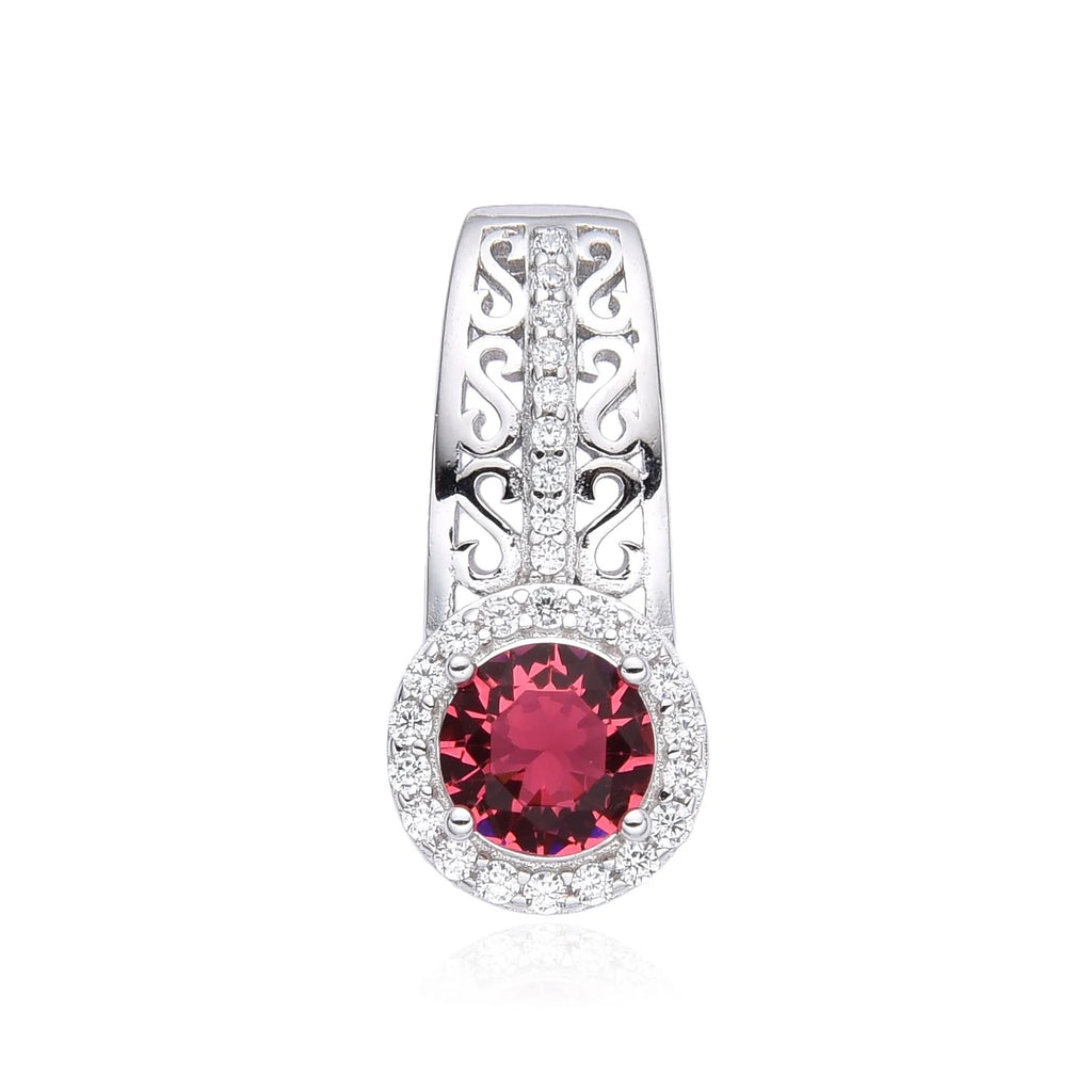 925 Sterling Silver Round Shape cz ruby stone - 33725-RB