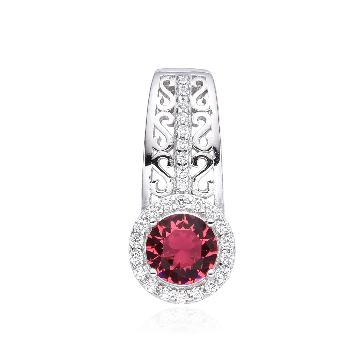 925 Sterling Silver Round Shape cz ruby stone - 33725-RB