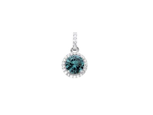 925 Sterling Silver Color Changing  Nano Paraiba Stone ( turmaline ), change green to london blue  HALO PENDANT- 33763-3113