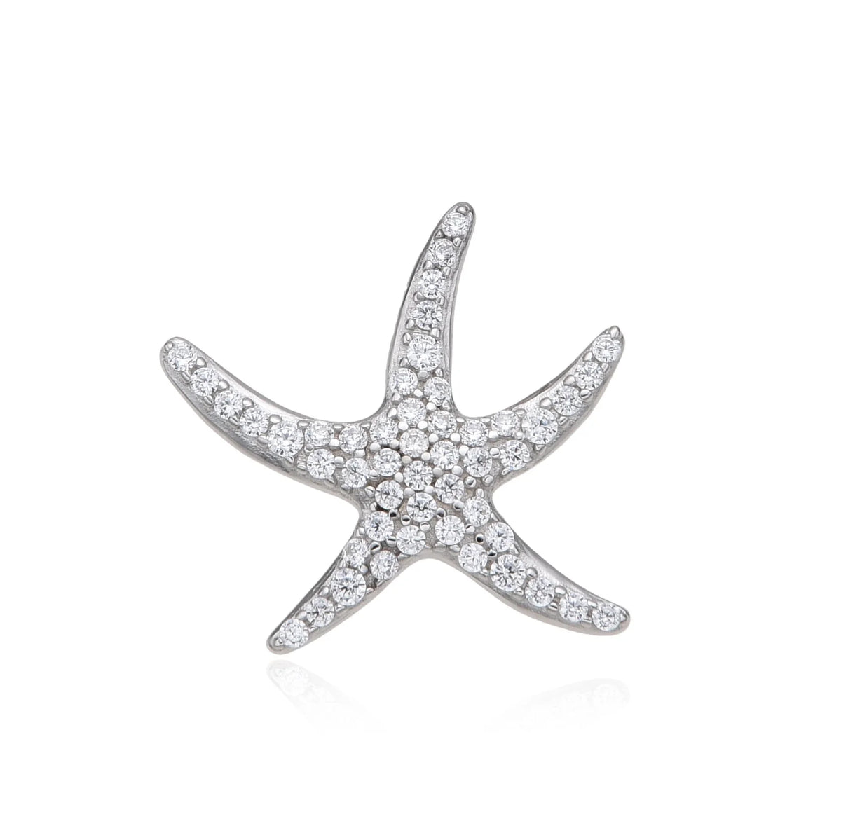 925 Sterling Silver Cz Starfish Pendant-33825-wcz
