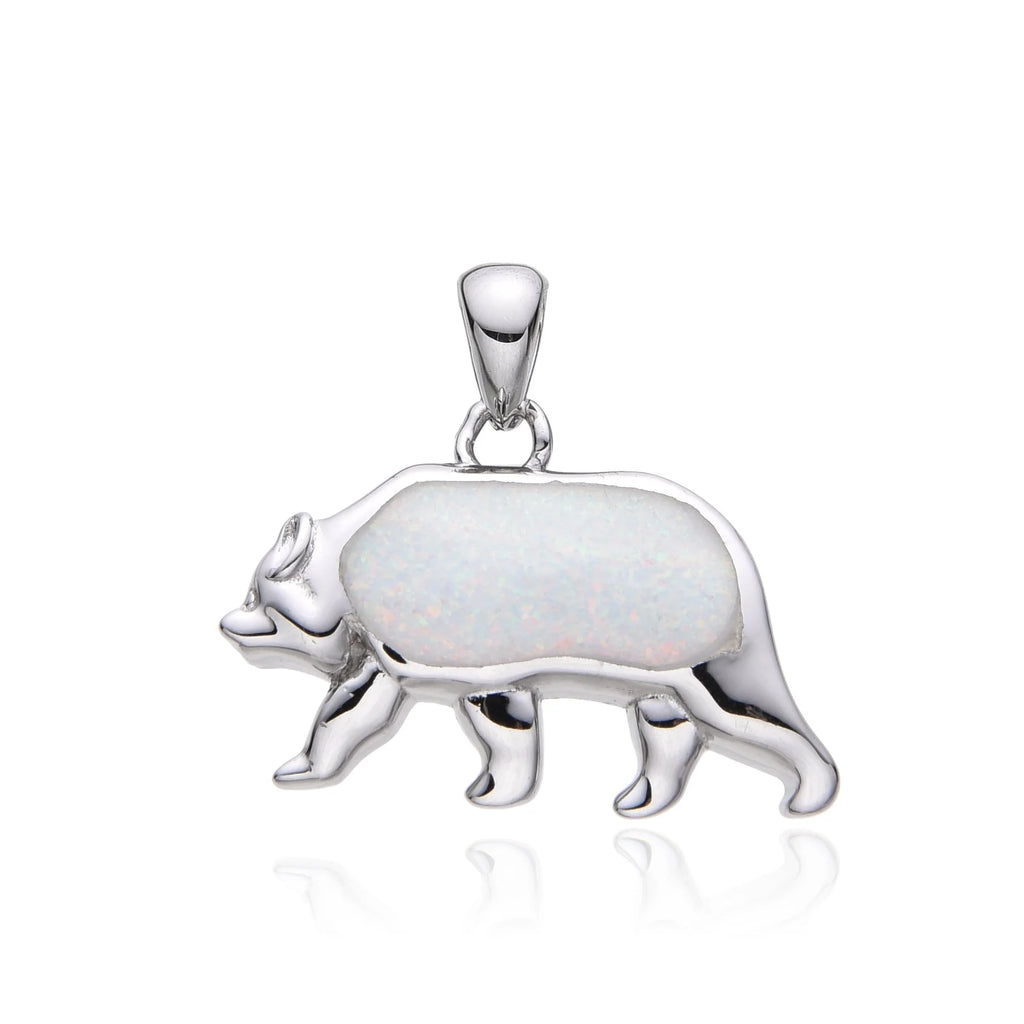 925 STERLING SILVER LAB GROWN BLUE OPAL BEAR PENDANT-33994-K5