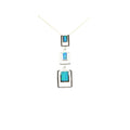 925 Sterling Silver Lab Grown Long Blue  Bar Pendant- 33op123-k5