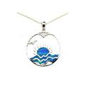 925 Sterling Silver Lab Grown Blue opal sun,moon,sea Pendant-33op138-k5