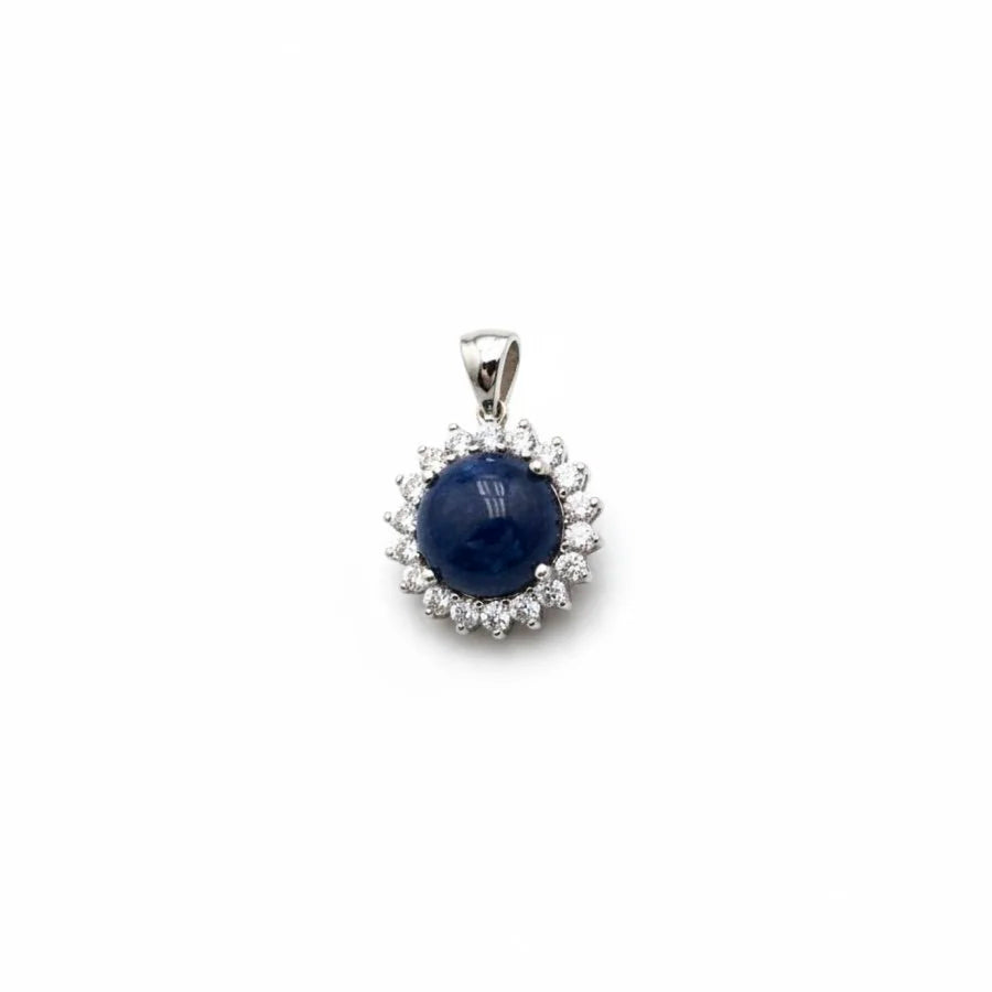 925 Silver Blue Sodalite Cluster , Halo Pendant ,Cabochon cut,Victorian Style -33OP139-SOD- SPECIAL - 3.50 PER GRAM