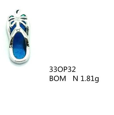 925 Sterling Silver Lab Grown Blue Opal Sandal Pendant-33op32-k5