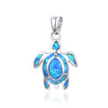 925 Sterling Silver Lab Grown Blue Opal Turtle  pendant-33OP48-k5