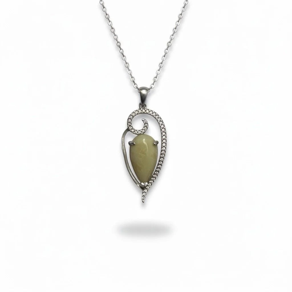 925 Silver Yellow Ageta gemstone Pendant-33OP93-YEL