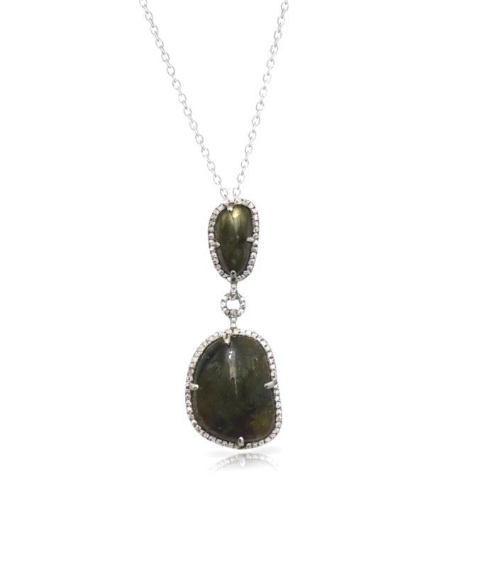 925 Silver Bohemian fine Style Labradorite halo freeform cabochons, 33ST14-LAB